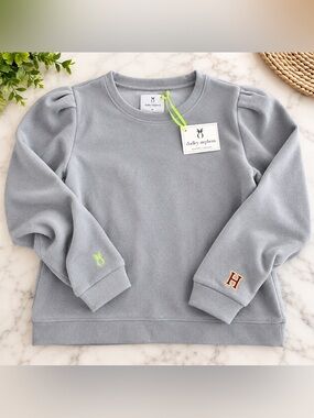Dudley Stephens Gray Puff Sleeve Fleece Sweatshirt NWT M